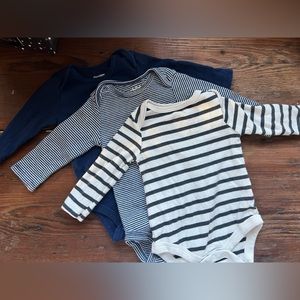 Set of three long sleeve baby one pieces, onesies size 0-3 months, cat & jack…